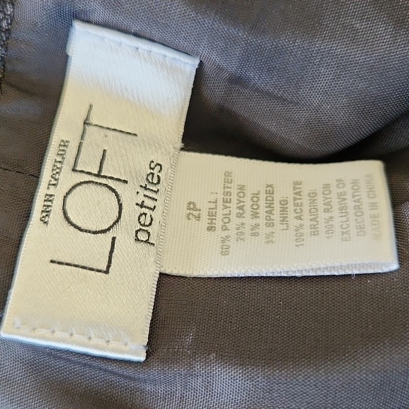 Anne Taylor Loft Petite Black Embroidered Lined Wool Blend Side Zip A Line Skirt - Picture 14 of 15